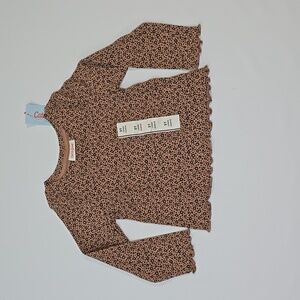 3/$15 Cat & Jack - Girls' Brown Size 2T Ribbed Animal Print Long Sleeve Top